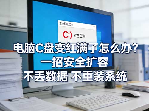 电脑C盘变红满了怎么办？一招安全扩容，不丢数据、不重装系统
